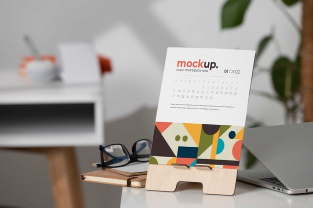 Table Display With Calendar Mockup In Real Life Psd