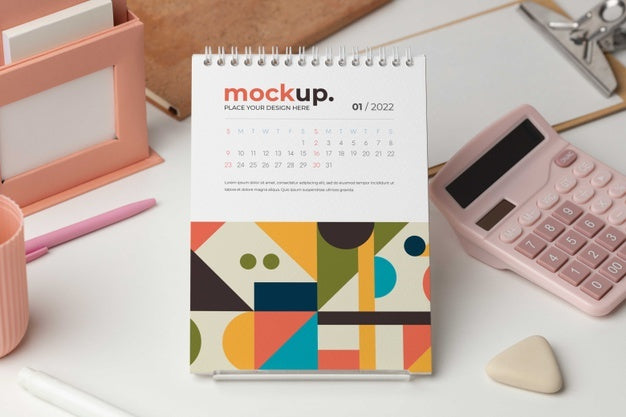 Table Display With Calendar Mockup In Real Life Psd