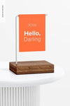 Table Hanging Sign Mockup, Perspective Psd