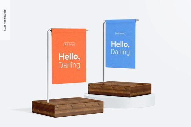 Table Hanging Signs Mockup Psd