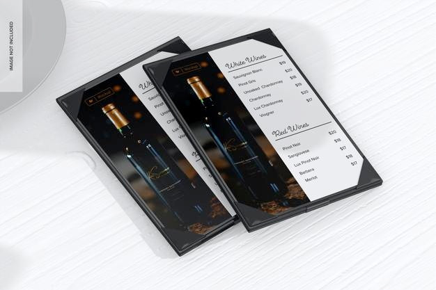 Table Leather Menu Holders Mockup Psd