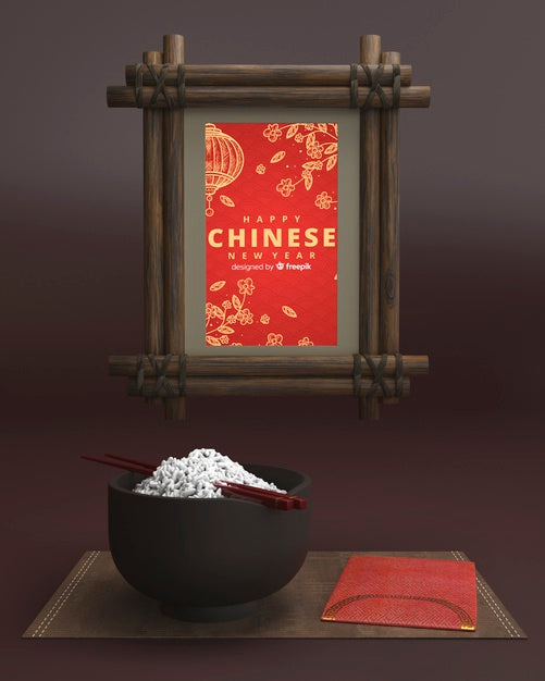 Table Set And Frame With Theme For New Year Psd