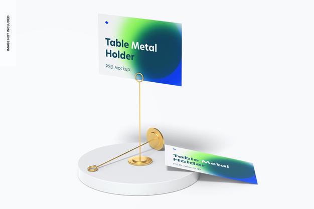Table Stand Metal Sign Holders Mockup Psd