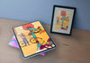 Tablet And Picture With Colorful Draw Psd