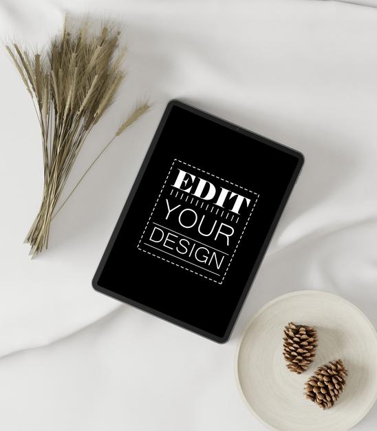 Tablet Computer On Table Mockup Psd