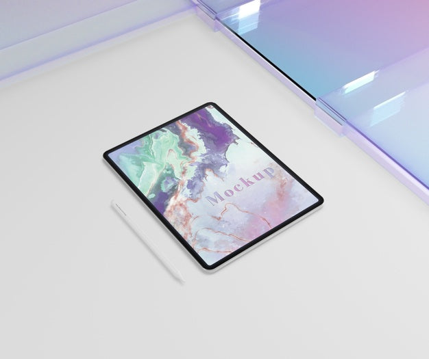 Tablet Device Mock-Up With Transparent Glass Psd