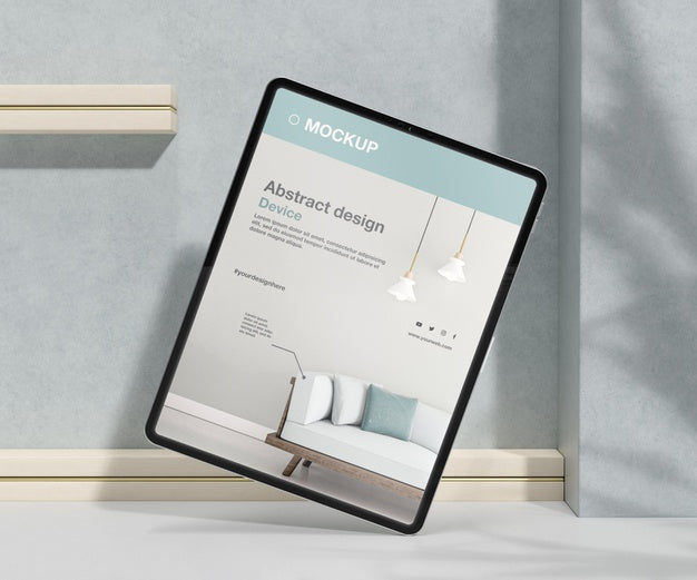 Tablet Mock-Up Assortment With Stone And Metallic Elements Psd