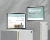 Tablet Mock-Up Assortment With Stone And Metallic Elements Psd