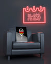 Tablet Mock-Up On Armchair With Red Neon Lights Psd