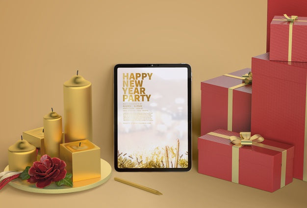Tablet Mock-Up With Candles Psd
