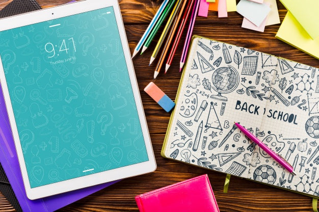 Tablet Mockup With Back To School Concept Psd
