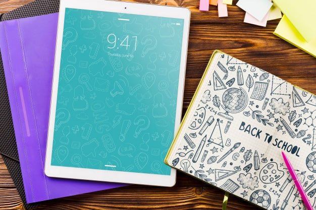 Tablet Mockup With Back To School Concept Psd