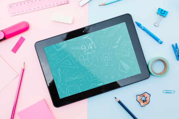 Tablet Mockup With Back To School Concept Psd
