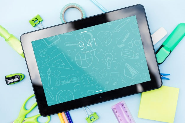 Tablet Mockup With Back To School Concept Psd