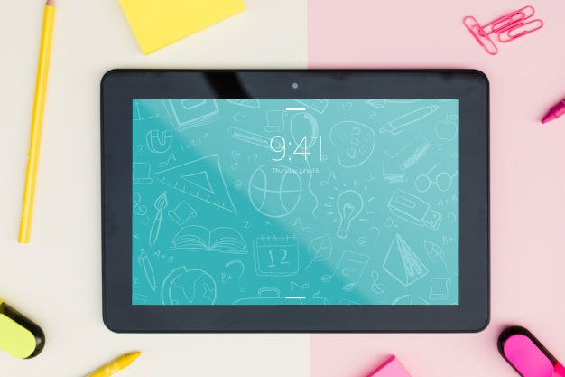 Tablet Mockup With Back To School Concept Psd