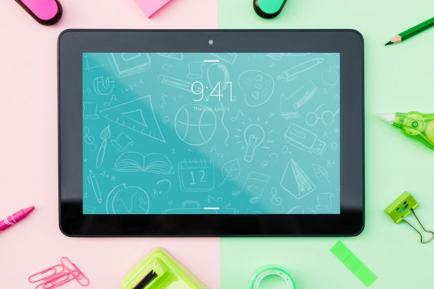Tablet Mockup With Back To School Concept Psd