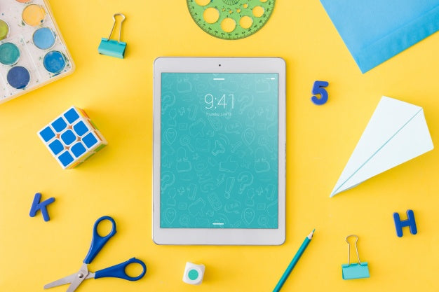 Tablet Mockup With Back To School Concept Psd