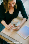 Tablet Mockup With Coffee And Woman Psd