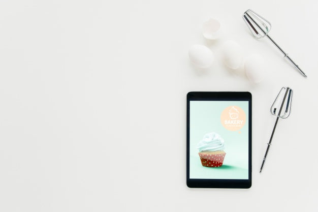 Tablet Mockup With Kitchen Concept Psd