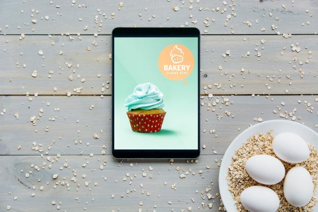 Tablet Mockup With Kitchen Concept Psd