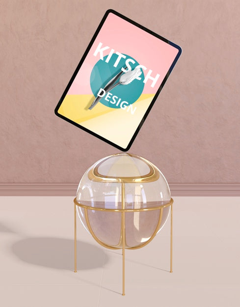 Tablet Mockup With Kitsch Concept Psd