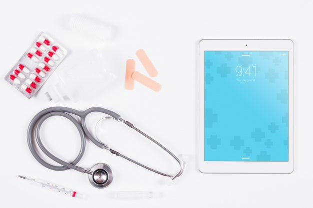 Tablet Mockup With Medical Concept Psd