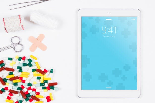 Tablet Mockup With Medical Concept Psd