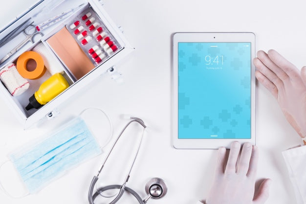 Tablet Mockup With Medical Concept Psd