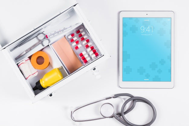 Tablet Mockup With Medical Concept Psd