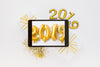 Tablet Mockup With New Year Decoration Psd
