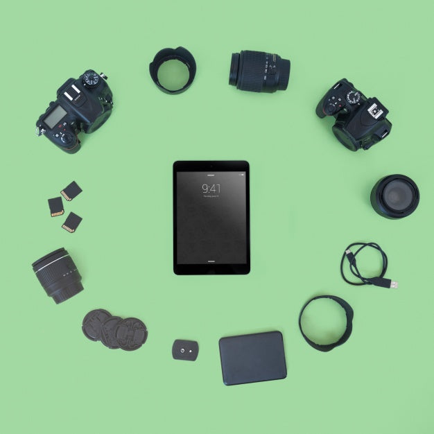 Tablet Mockup With Photography Concept Psd