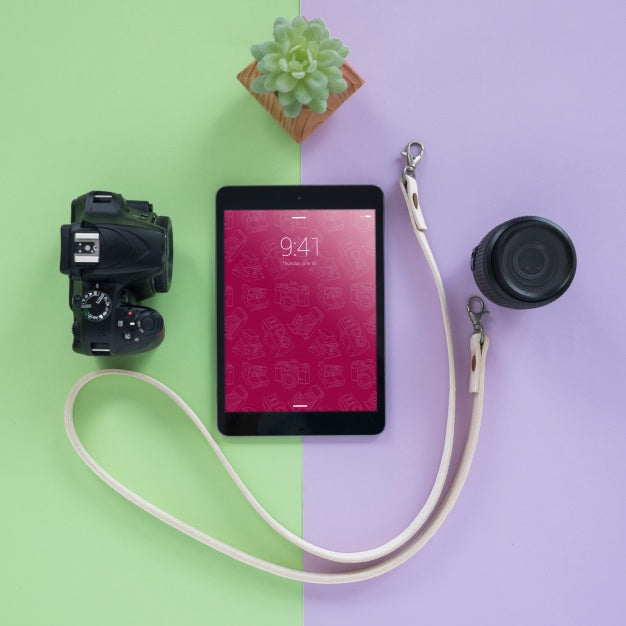 Tablet Mockup With Photography Concept Psd