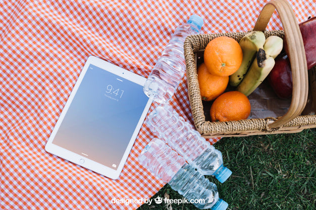Tablet Mockup With Picnic Concept Psd