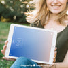Tablet Mockup With Smiling Woman Outdoors Psd