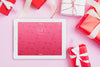 Tablet Mockup With Valentines Day Elements Psd