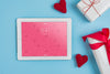 Tablet Mockup With Valentines Day Elements Psd