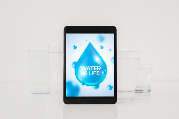 Tablet Mockup With Water Concept Psd