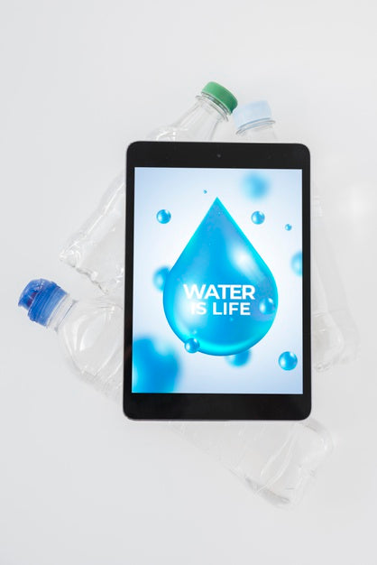 Tablet Mockup With Water Concept Psd