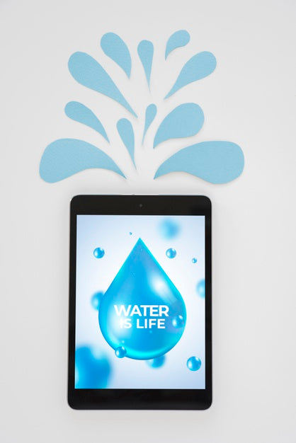 Tablet Mockup With Water Concept Psd