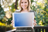 Tablet Mockup With Woman In Nature Psd