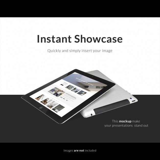 Tablet On Black And White Background Mock Up Psd