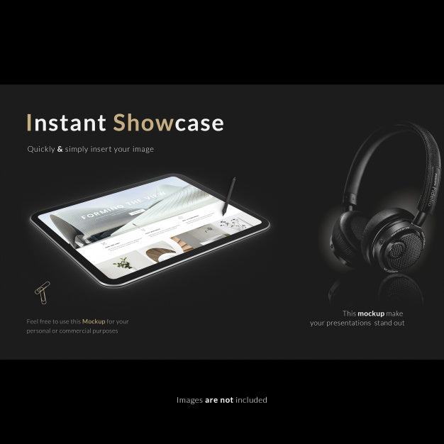 Tablet On Black Background Mock Up Psd