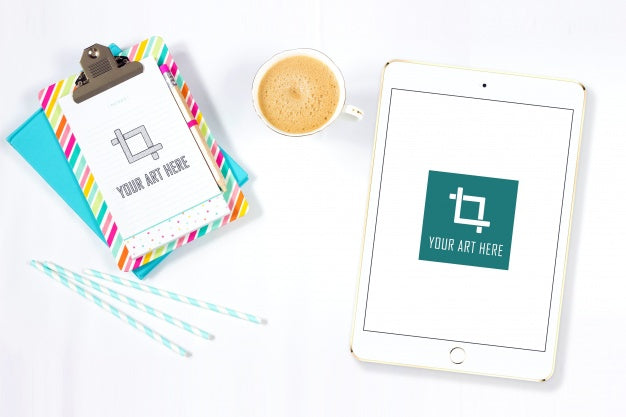 Tablet Screen On Desktop Mock Up Psd