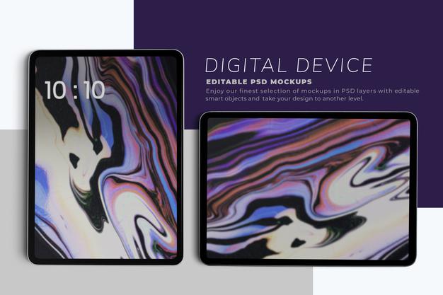 Tablet Screens Mockup In Vertical And Horizontal Psd