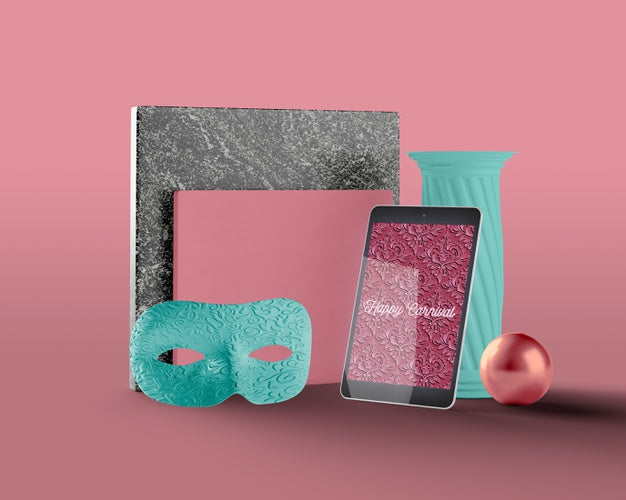 Tablet With Carnival Design Mock-Up Psd