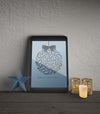 Tablet With Christmas Decorations Beside Psd