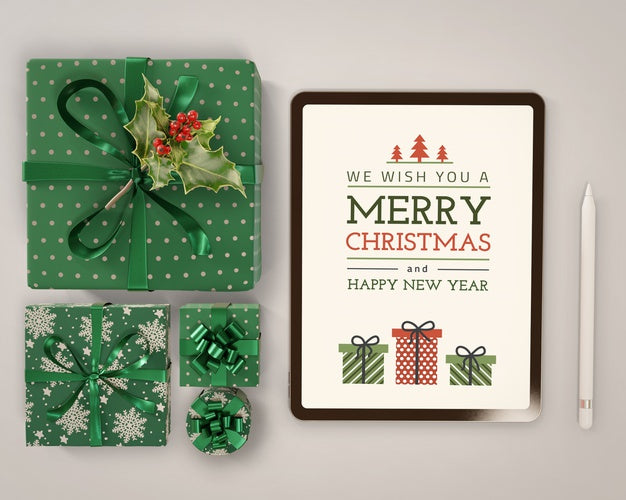 Tablet With Christmas Theme Mock-Up Psd