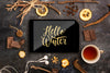 Tablet With Hello Winter Message Psd