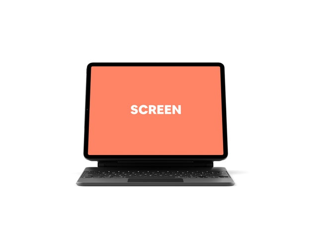 Tablet With Keyboard Mockup Psd