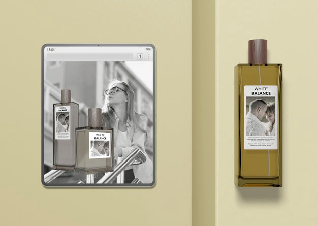 Tablet With Perfume Website Mock-Up Psd